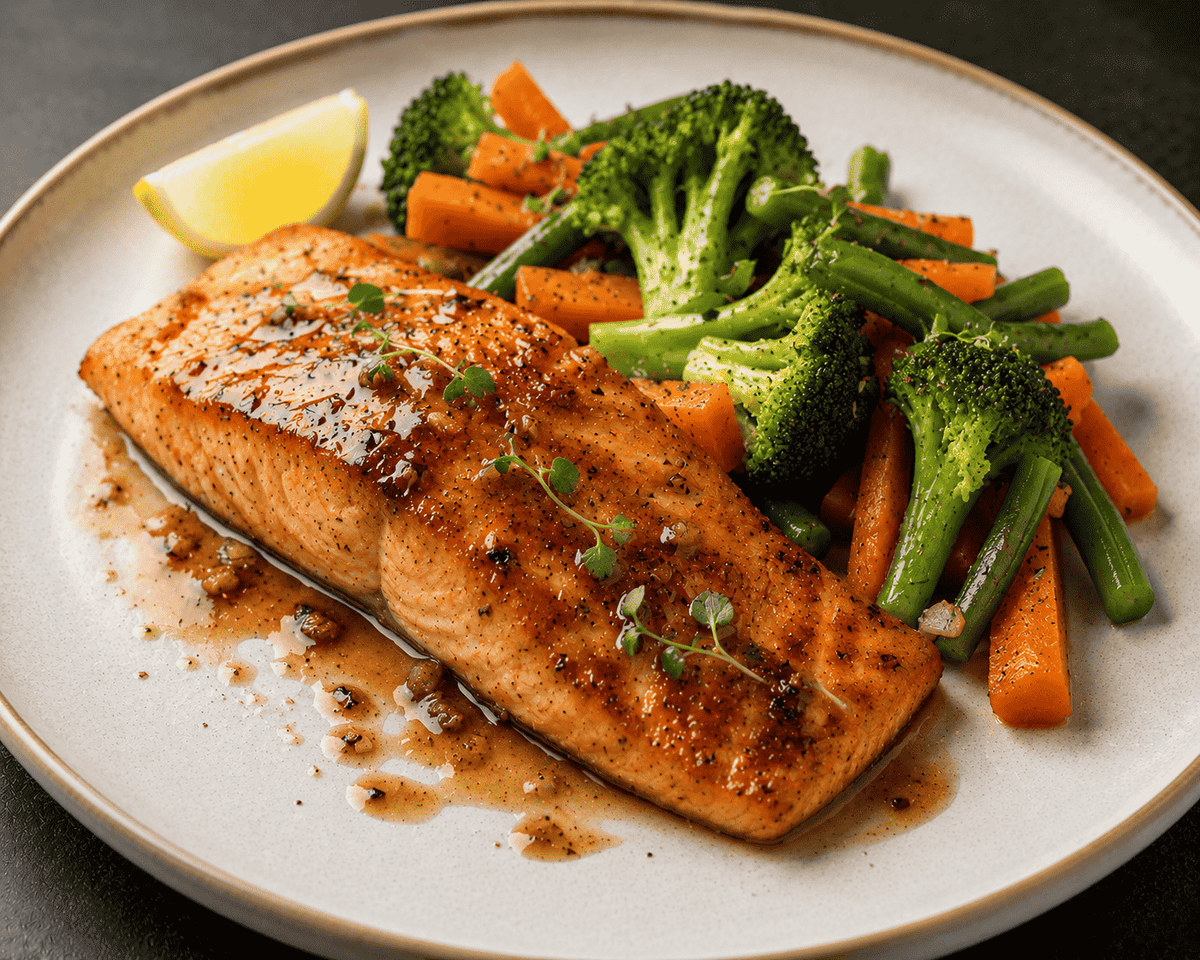 Honey Glazed Salmon with Steamed Vegetables 400g