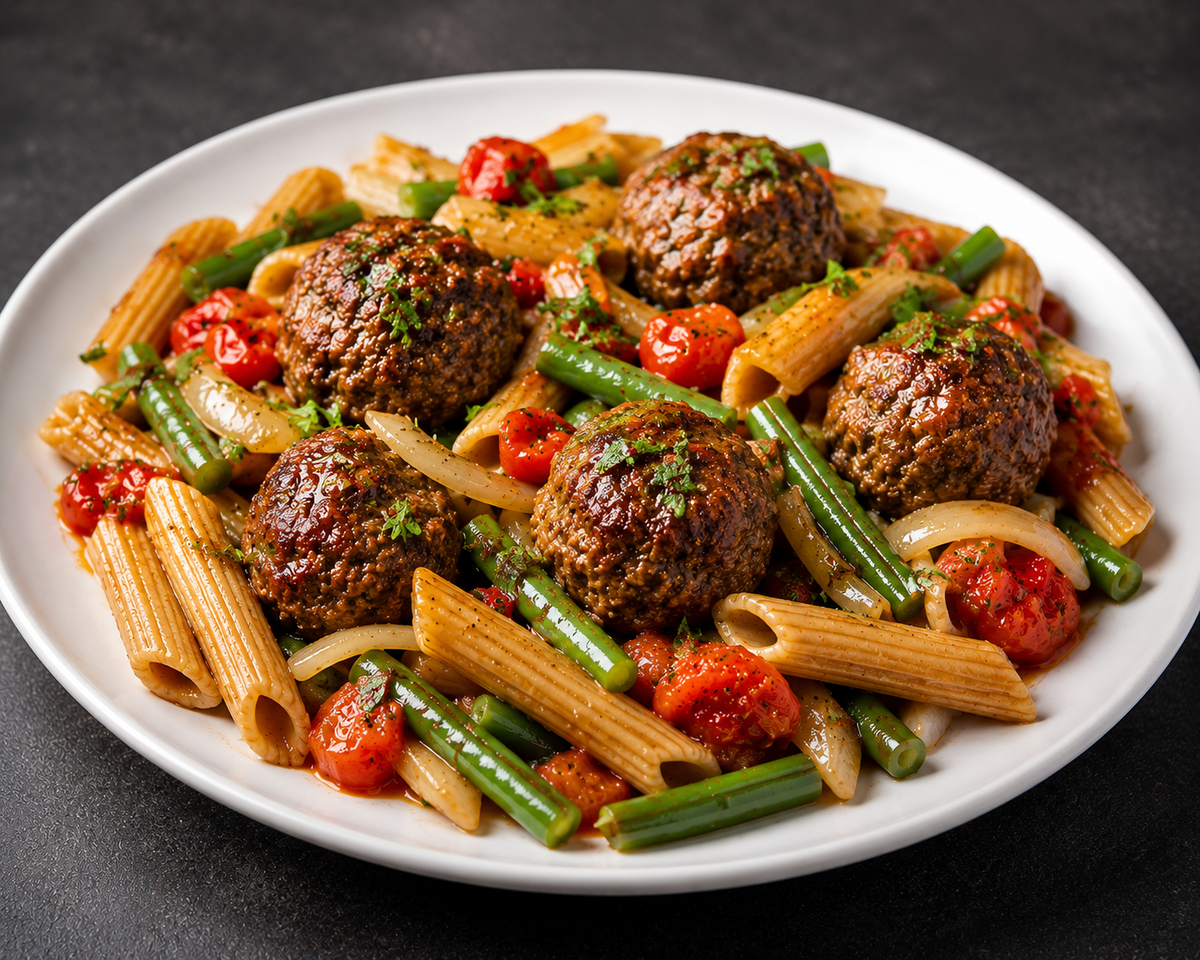 Steak Meatballs With Whole-Wheat Pasta 330g